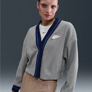 Nike Women's Gray Waffle Knit Cardigan XS